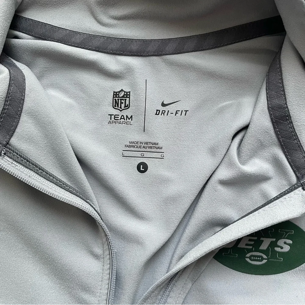 Nike Dri-Fit NY Jets Women’s Size L Light Gray 1/4 Zip LS Shirt NFL Thumb Holes - Picture 5 of 6